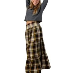 NEVER WORN! Natural Life soft brown plaid tiered maxi skirt
